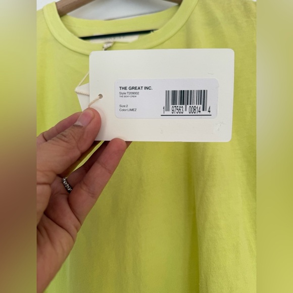 The GREAT. 2 Top The Little Tee in Lime Zest 100% cotton NWT - Picture 8 of 10